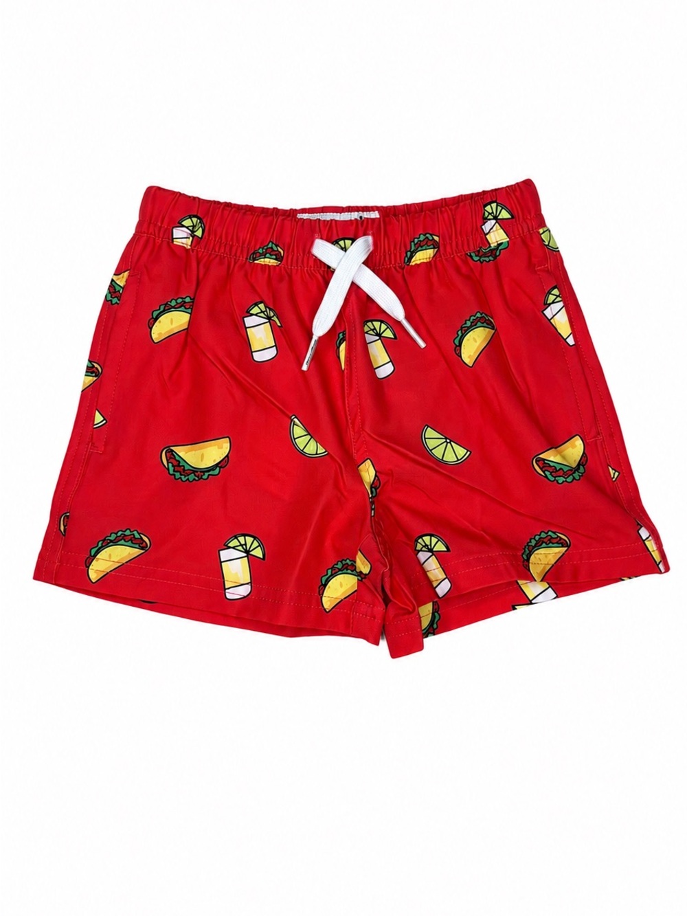 NWT Maamgic 3T Boy Red Taco Print Swim Trunks Pool Shorts